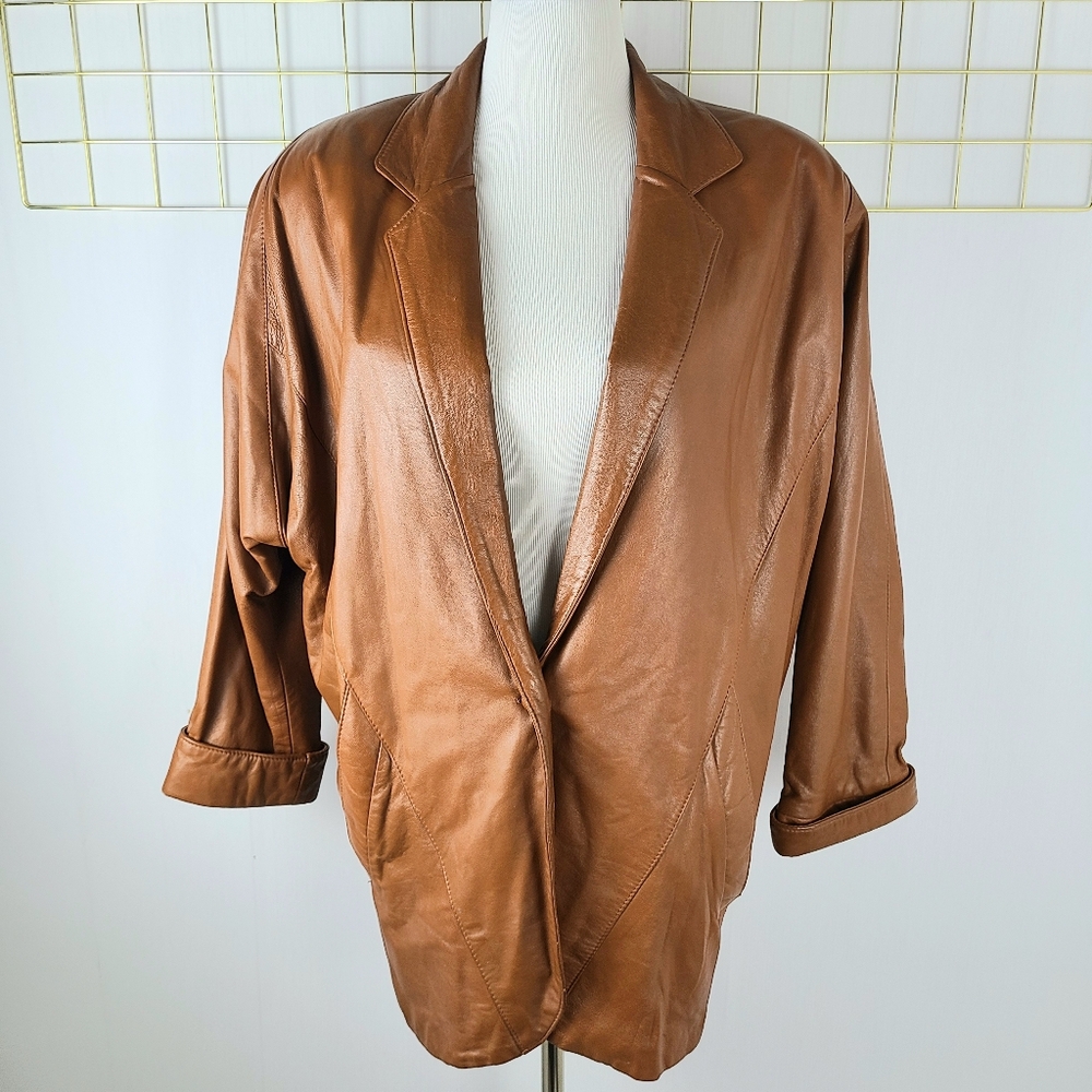 Erez Oversized Slouchy Distressed Vintage Rust Orange Leather Jacket